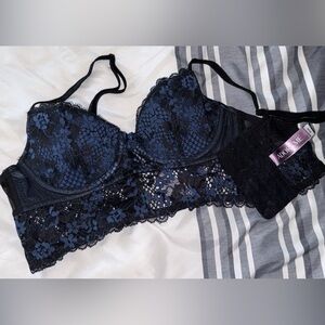 Never Fit Me 💔 Adore Me Lace Bra in Deep Blue and Black